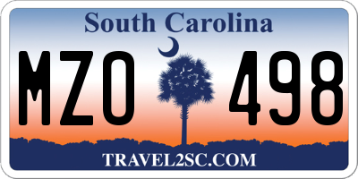 SC license plate MZO498
