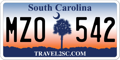 SC license plate MZO542