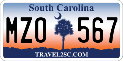SC license plate MZO567