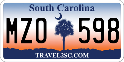 SC license plate MZO598