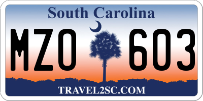 SC license plate MZO603