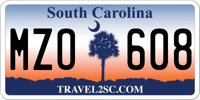 SC license plate MZO608