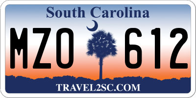 SC license plate MZO612