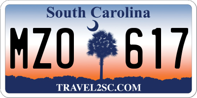 SC license plate MZO617