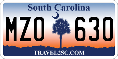 SC license plate MZO630