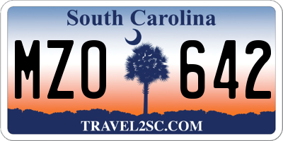 SC license plate MZO642