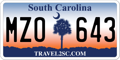 SC license plate MZO643