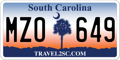 SC license plate MZO649