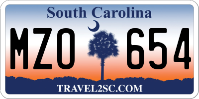 SC license plate MZO654