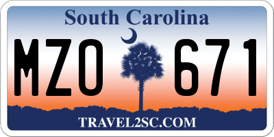SC license plate MZO671
