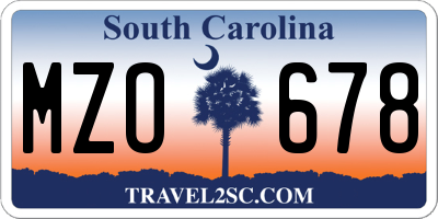 SC license plate MZO678