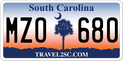 SC license plate MZO680