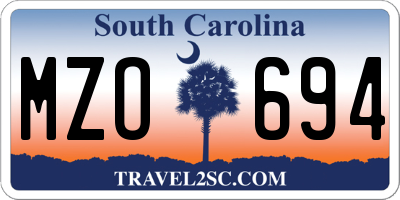 SC license plate MZO694