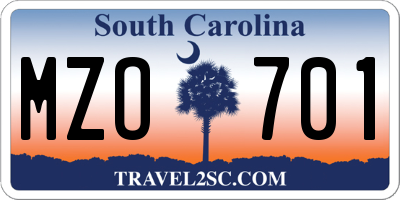 SC license plate MZO701