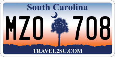SC license plate MZO708