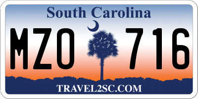 SC license plate MZO716