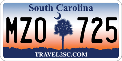 SC license plate MZO725