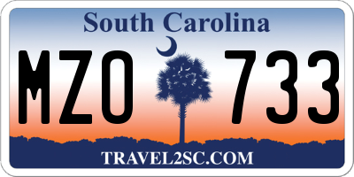 SC license plate MZO733