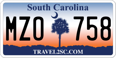 SC license plate MZO758
