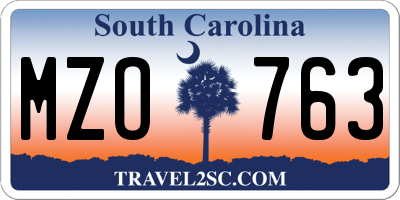 SC license plate MZO763