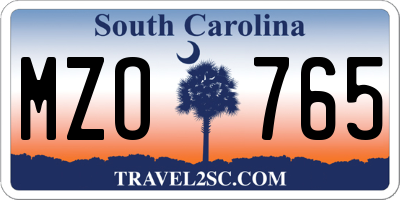 SC license plate MZO765
