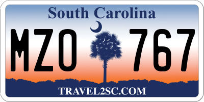 SC license plate MZO767