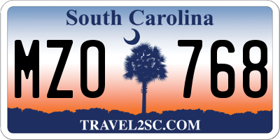 SC license plate MZO768