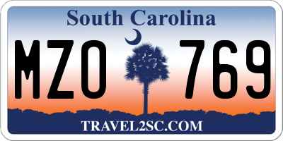 SC license plate MZO769