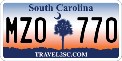 SC license plate MZO770