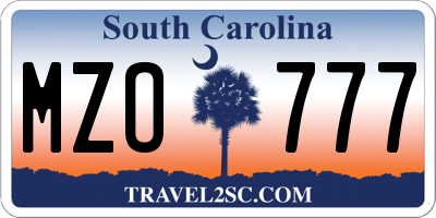 SC license plate MZO777