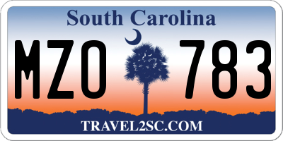SC license plate MZO783