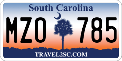 SC license plate MZO785
