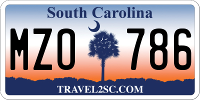SC license plate MZO786