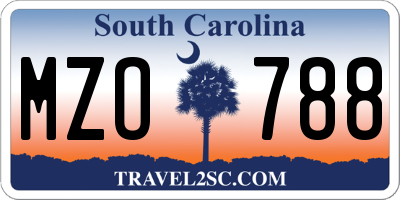 SC license plate MZO788