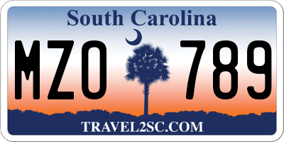 SC license plate MZO789
