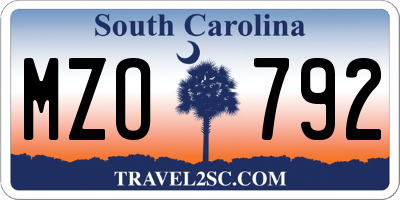 SC license plate MZO792