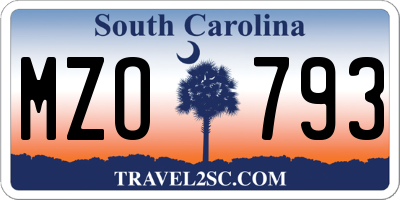 SC license plate MZO793