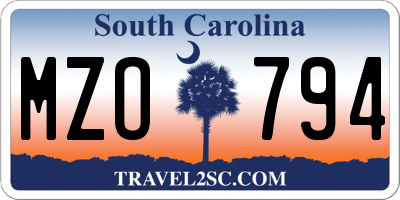 SC license plate MZO794