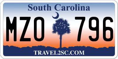 SC license plate MZO796
