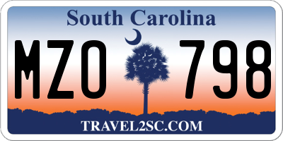 SC license plate MZO798