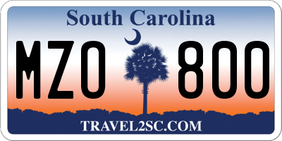 SC license plate MZO800