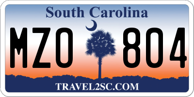 SC license plate MZO804