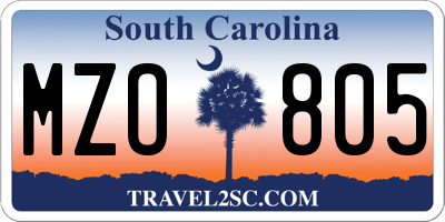 SC license plate MZO805