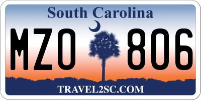 SC license plate MZO806