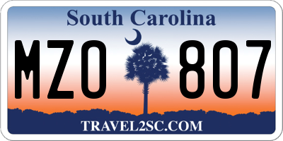SC license plate MZO807