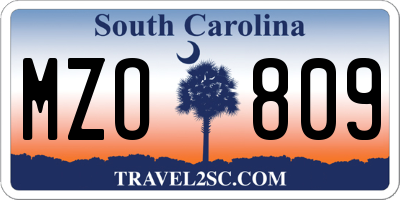 SC license plate MZO809