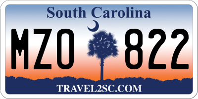 SC license plate MZO822