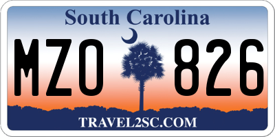 SC license plate MZO826