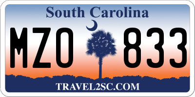 SC license plate MZO833