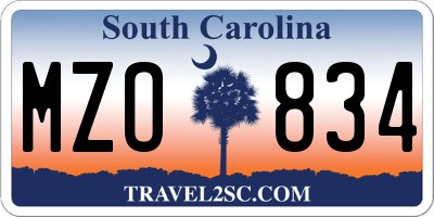 SC license plate MZO834